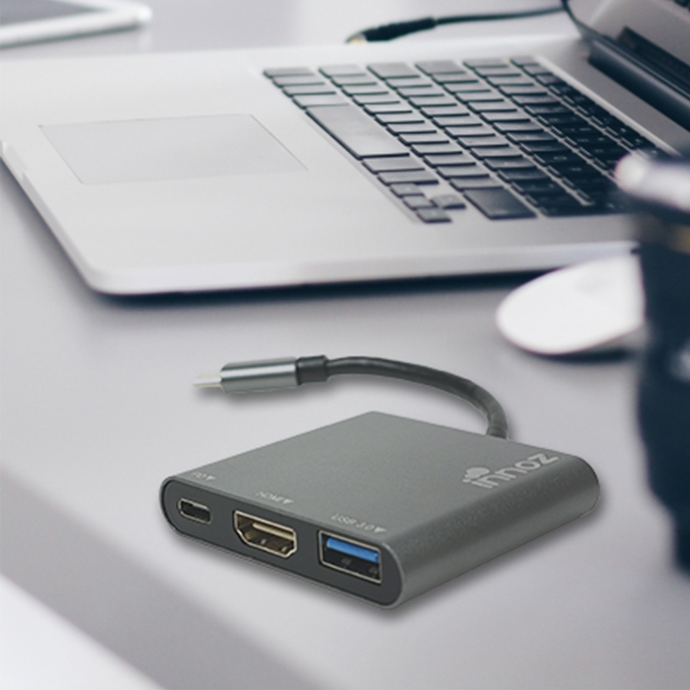 Innoz InnoZone C3 3-in-1 USB 3.1 with Type-C & USB PD Charging, USB 3.0 support OTG, 4K HDMI Data Hub